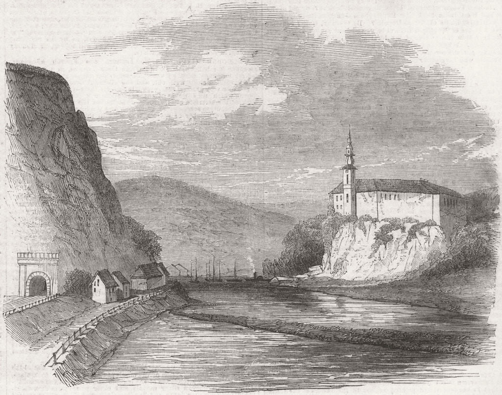 CZECH REPUBLIC. Tetschen, Bohemia 1854 old antique vintage print picture